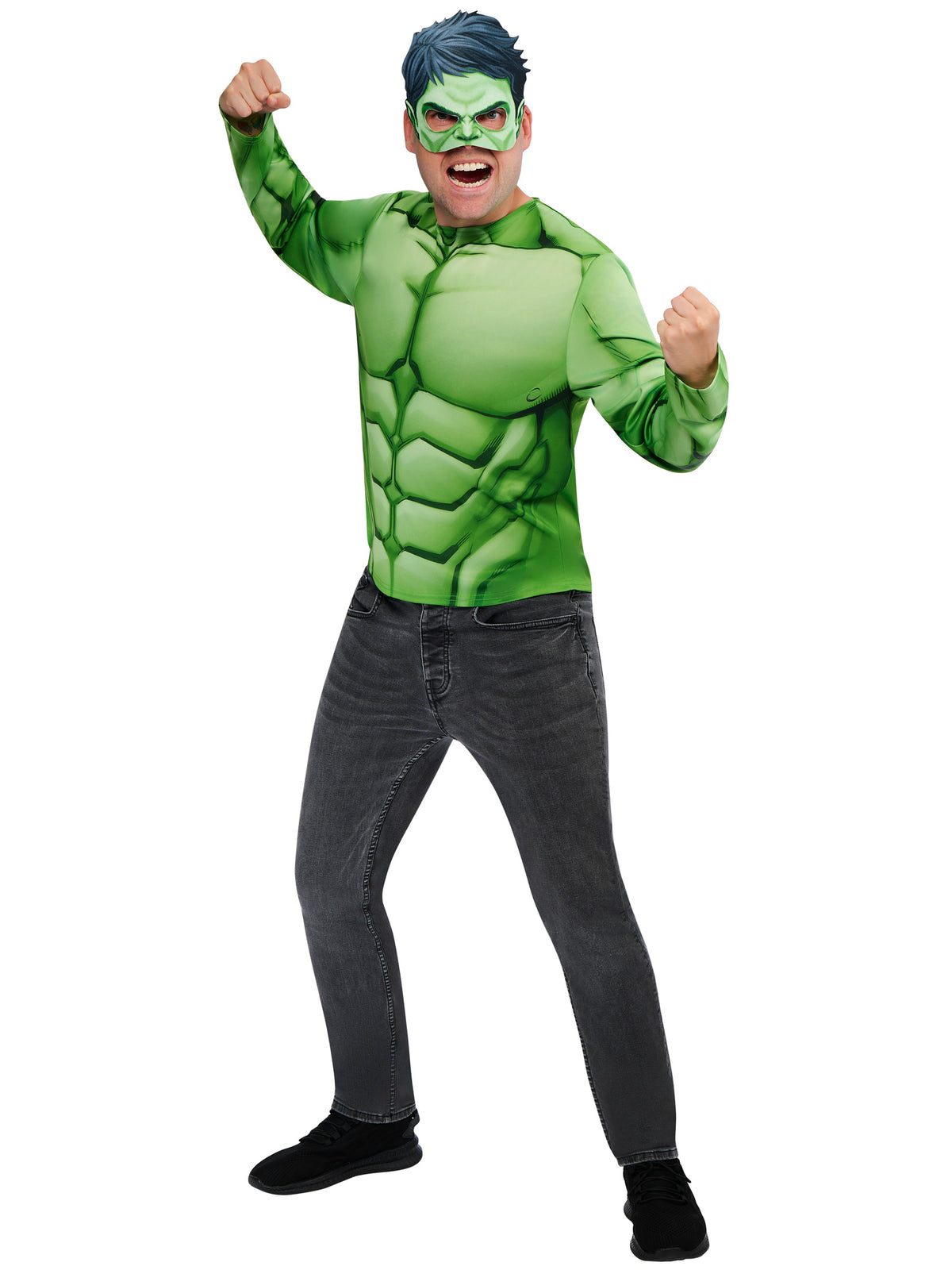 Rubies Hulk Kostüm für Erwachsene mit Top und Halbmaske, Marvel, Grösse M-L – Verpackung