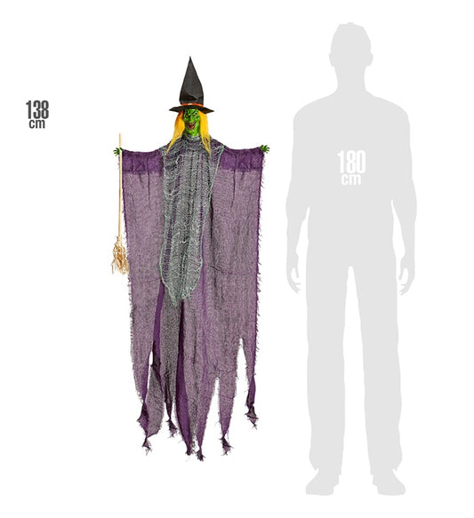 HEXE MIT BESEN 138 cm Violett / Lila