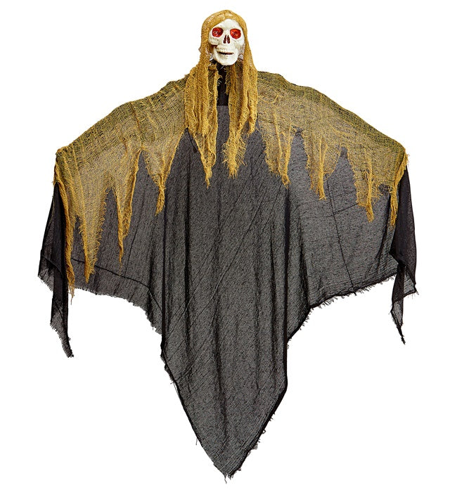 Sensenmann Halloween-Figur 130 cm mit blinkenden LED-Augen und Geräuschsensor