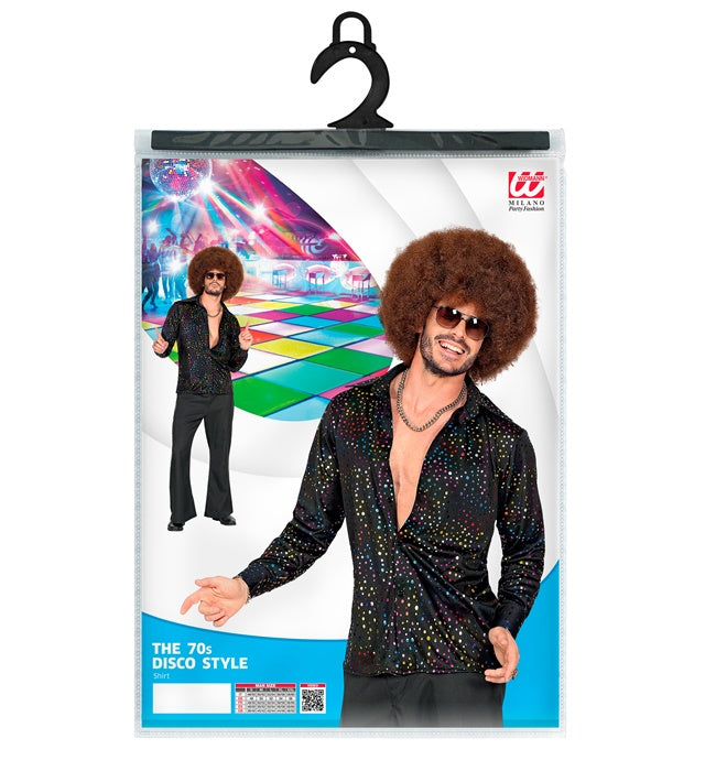 THE 70s DISCO STYLE Hemd mit buntem 70er Jahre Muster für Fasnacht