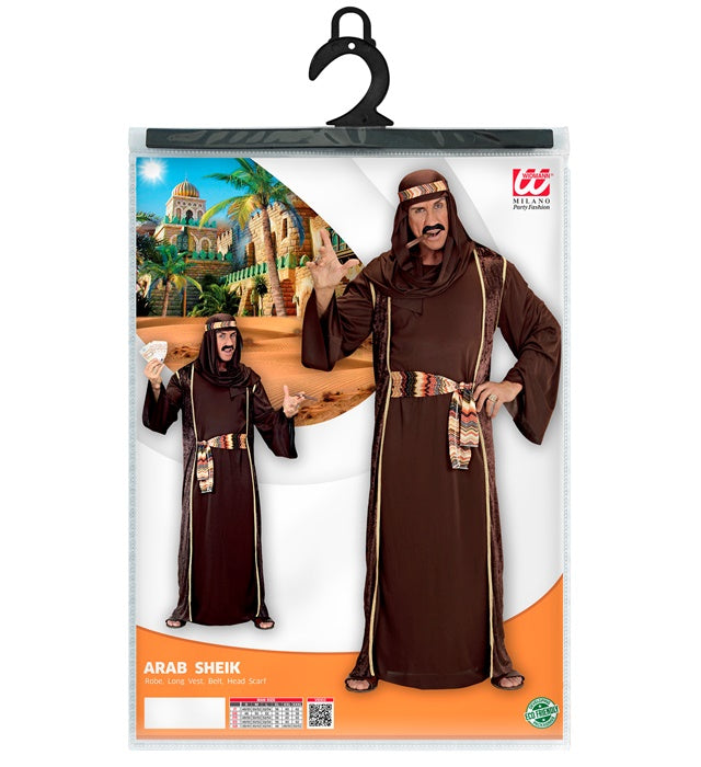 Arabischer Scheich Kostüm mit Robe, langer Weste, Gürtel und Kopftuch
