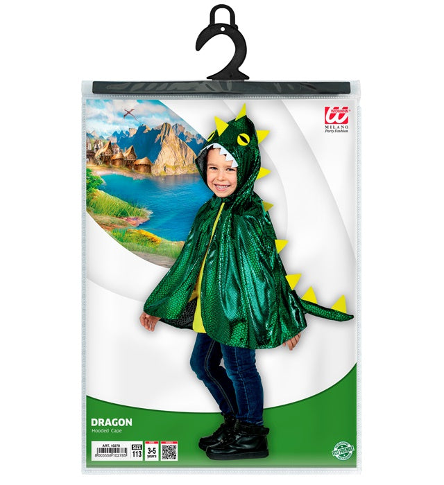 Drachen-Umhang mit Kapuze in kräftigen Farben für Fasnacht und Mottoparty