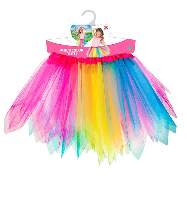 Bunter glitzernder Tutu Rock 30 cm für Fasnachtskostüm