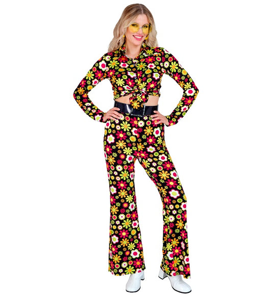 Bunte 60er Jahre Blumen-Hose im Retro-Stil für Fasnacht