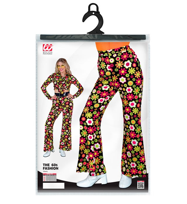 Bunte 60er Jahre Blumen-Hose im Retro-Stil für Fasnacht
