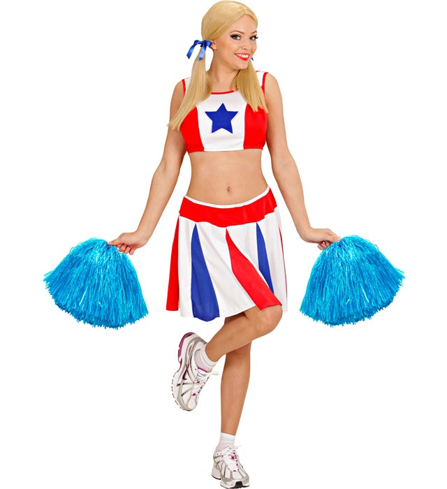 Blauer Pom Pom für Fasnacht und Karneval, einfarbig und leicht schwenkbar