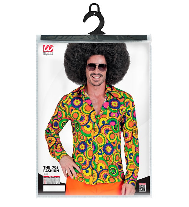 THE 70s GROOVY STYLE Hemd mit gelben Kreisen im Retro 70er-Jahre Design