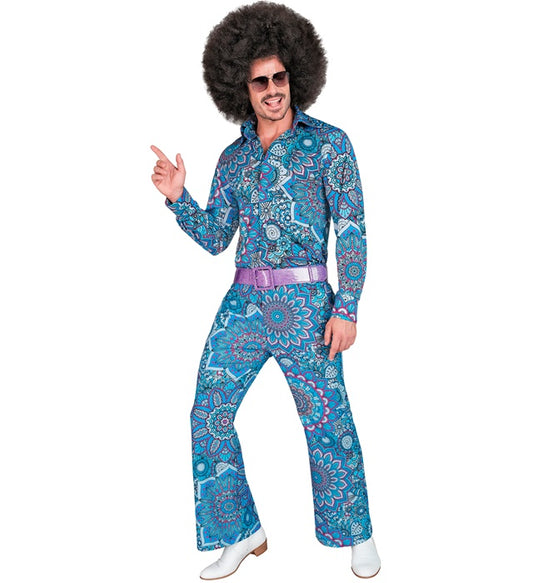 Blaue Mandala-Hose im 60er Jahre Stil für Fasnacht und Karneval