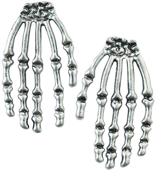 Ohringe in Form einer Skelett-Hand als Halloween-Accessoire