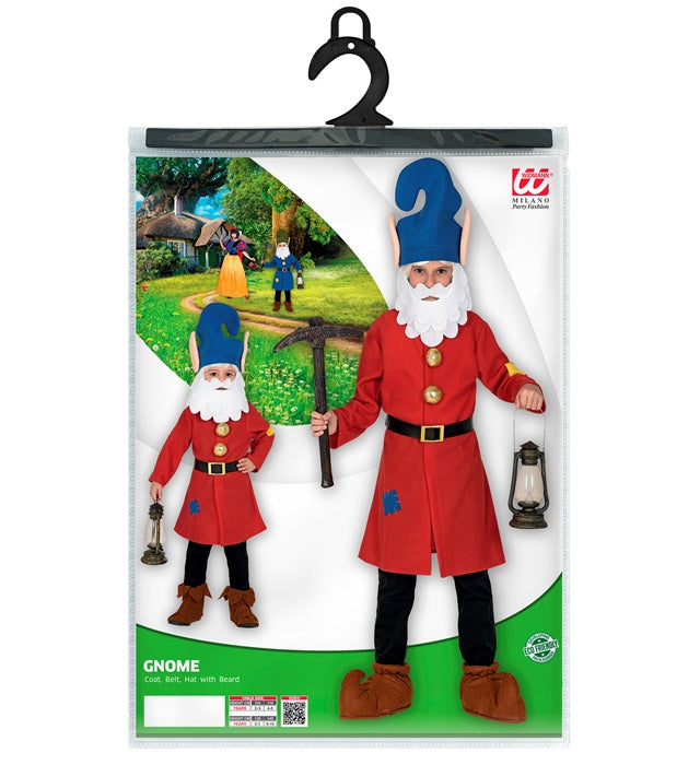 Zwerg-Kostüm Set mit Oberteil, Gürtel und Mütze inklusive Bart für Fasnacht