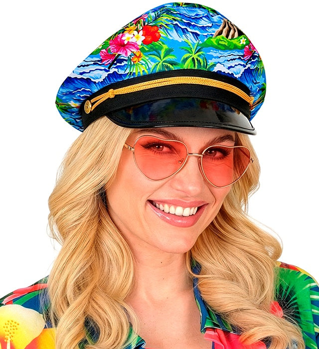 Hawaii Kapitänsmütze mit nautischem Design für Fasnacht und Karneval