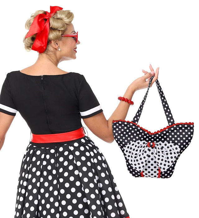50er Jahre Mode Tasche im Retro-Design als Accessoire für Fasnacht und Mottopartys
