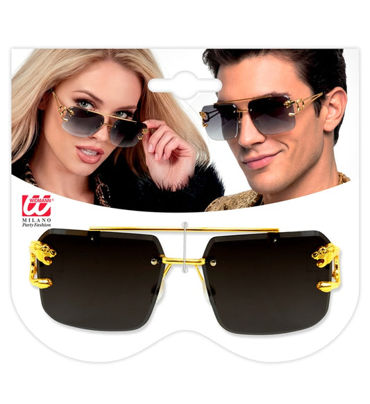 Animalier Sonnenbrille in gold mit getönten Gläsern für Fasnacht und Karneval