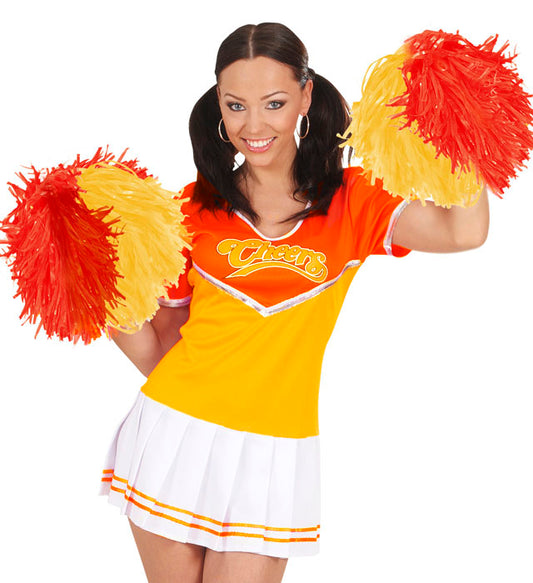 Zweifarbiger Pom Pom in Gelb und Rot für Fasnacht und Karneval