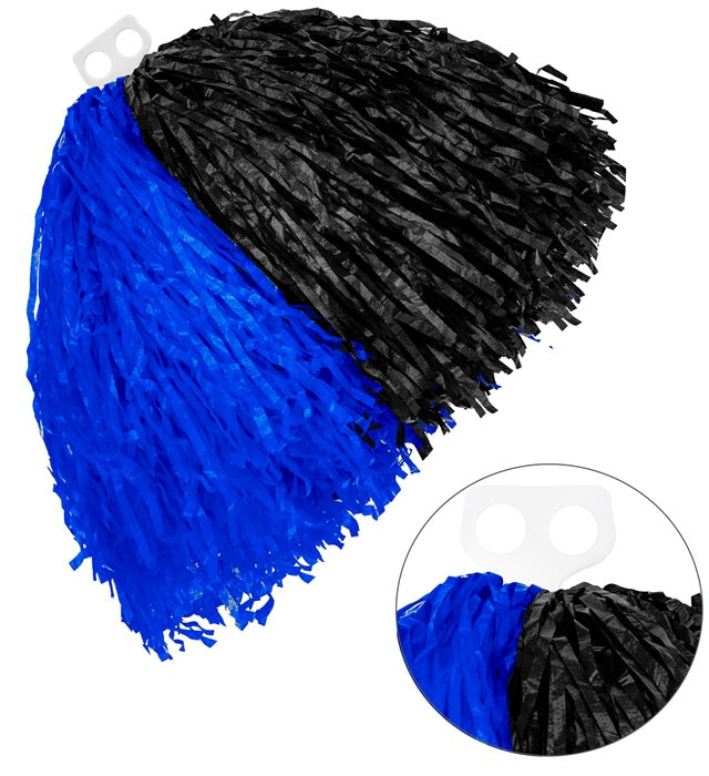 Zweifarbiger Pom Pom in Schwarz und Blau als Fanartikel und Fasnachtsaccessoire
