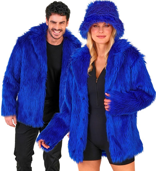 Blaue Plüschjacke für Fasnacht und Karneval