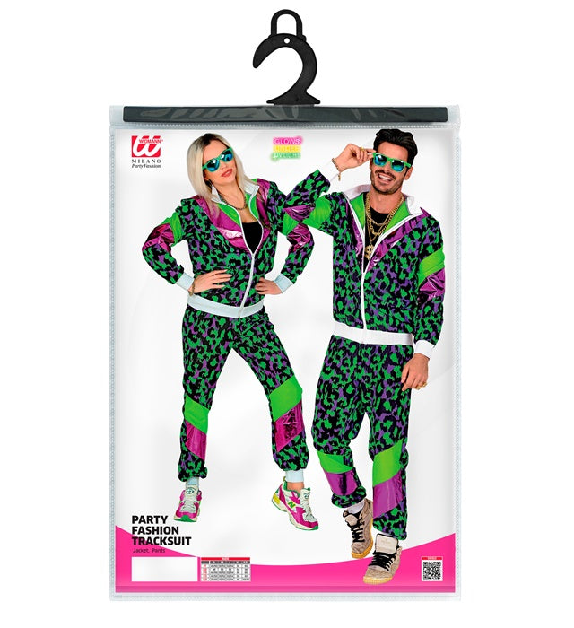 80er Jahre Party Animal Trainingsanzug in bunten Farben bestehend aus Oberteil und Hose