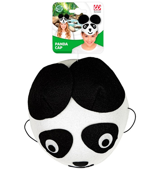 Pandahut aus Filz schwarz-weiss als Fasnachtskostüm Accessoire