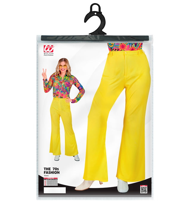Gelbe 70s Groovy Style Hose im Retro-Design für Fasnacht und Karneval