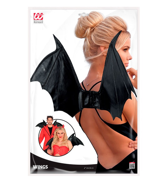 Modellierbare schwarze Fledermaus- und Teufelsflügel 84x36 cm als Kostümzubehör