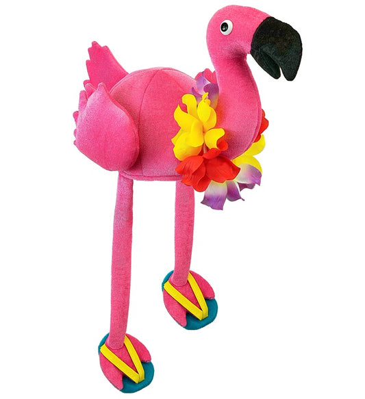 Bunter Flamingo Hawaiihut mit tropischem Design für Fasnacht und Karneval