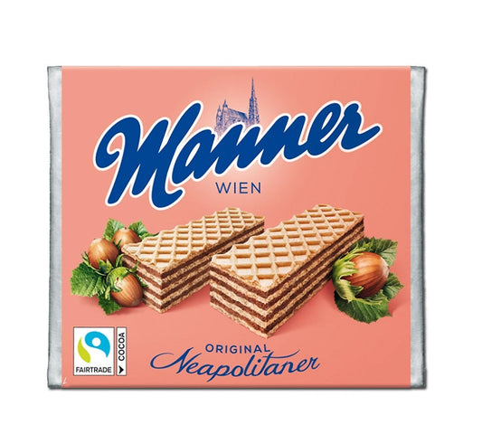 Manner Original Neapolitaner Schnitten 75g mit knusprigen Haselnuss-Waffeln – Produktansicht
