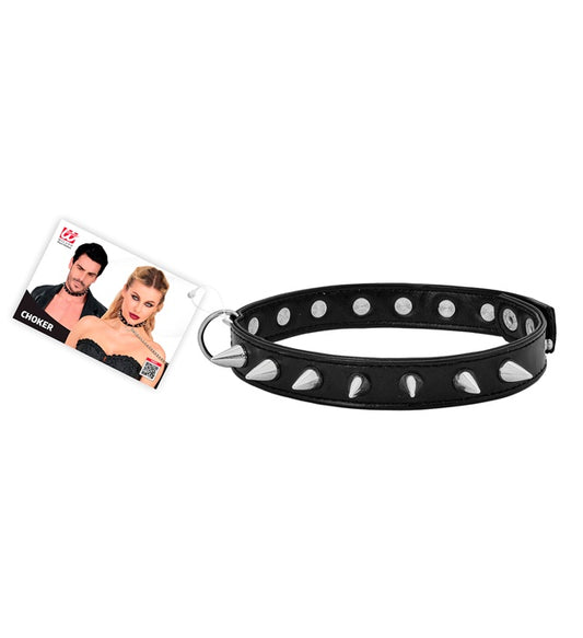 Nieten-Halsband mit silbernen Nieten als Accessoire für Fasnacht und Mottoparty
