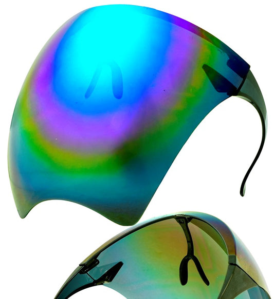 Gesichtsvisier mit blau-violett verspiegeltem Glas für Fasnacht und Karneval