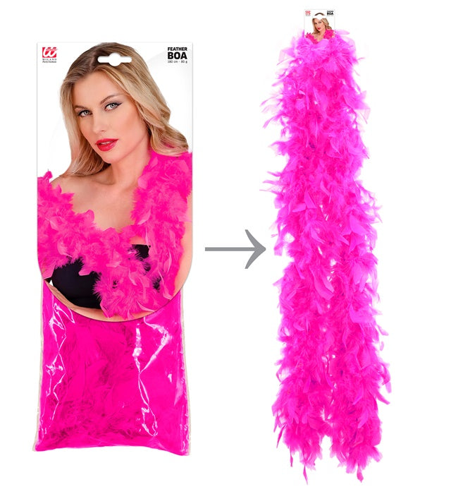 Leuchtend pinke Federboa 1,80 m lang als Fasnachts-Accessoire