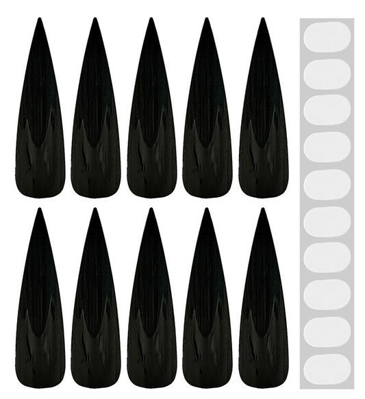 Set mit 10 schwarzen künstlichen Fingernägeln mit Klebelaschen für Fasnacht und Halloween