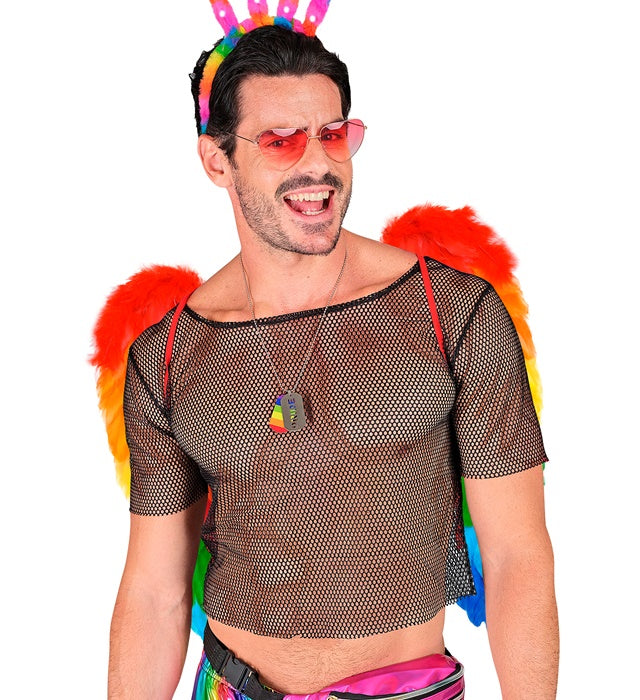 Bunte Regenbogen-Federflügel 50x50 cm für Fasnacht-Kostüme
