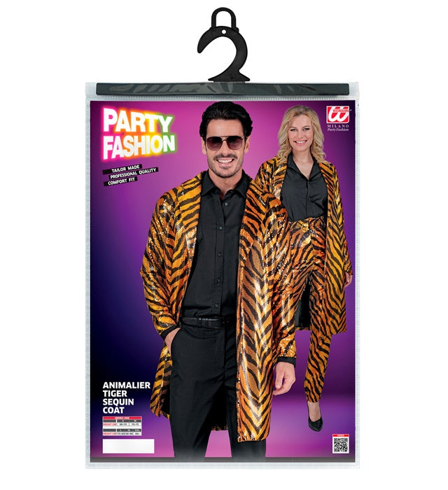 Paillettenmantel mit Tigermuster für Fasnacht und Karneval