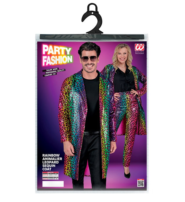 Paillettenmantel mit Leopardenmuster und Regenbogeneffekt