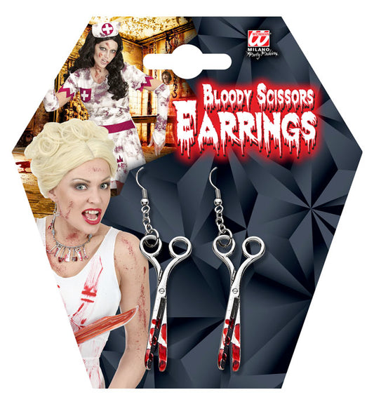 Blutige Schere Ohrstecker als gruseliges Halloween-Accessoire