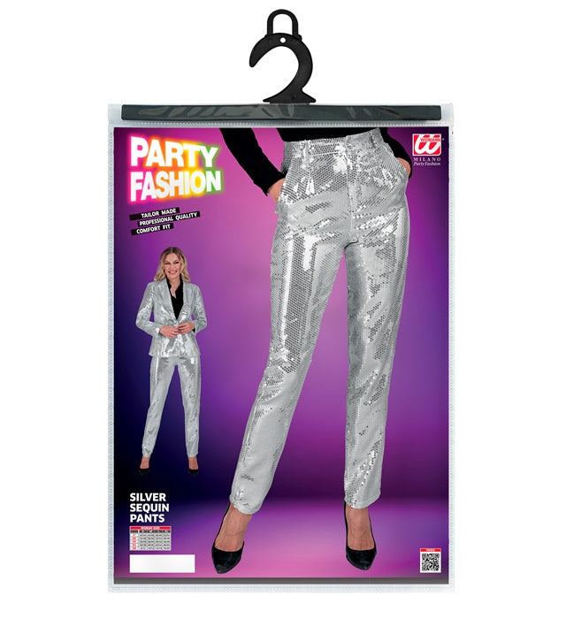 Silberne Paillettenhose glänzend für Fasnacht und Karneval
