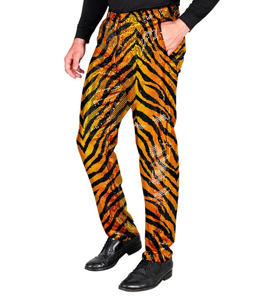 Paillettenhose mit Tigermuster für Fasnacht und Karneval