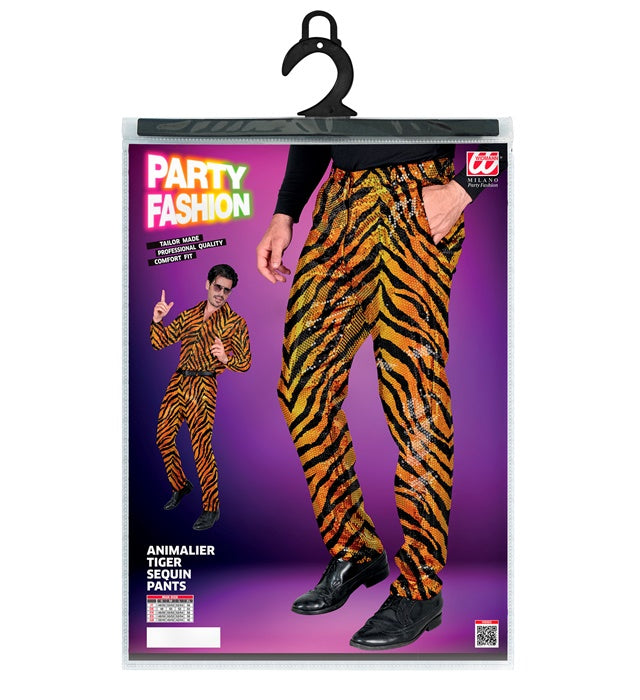 Paillettenhose mit Tigermuster für Fasnacht und Karneval