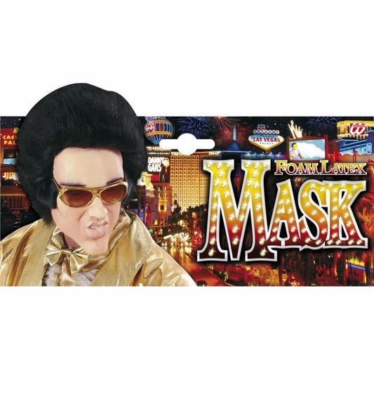 King of Rock ’n’ Roll Maske aus Latexschaum mit Perücke