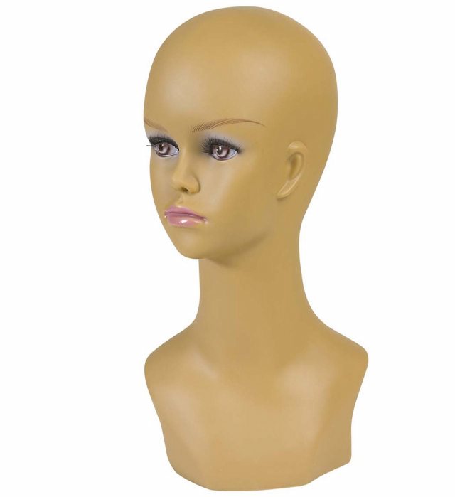 "PERÜCKENKOPF DUNKLE FRAU" 40 cm Beige / Hautfarbe