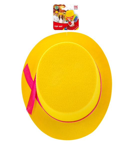 Gelber Filz-Zylinder 11 cm Kindergröße für Fasnacht und Karneval