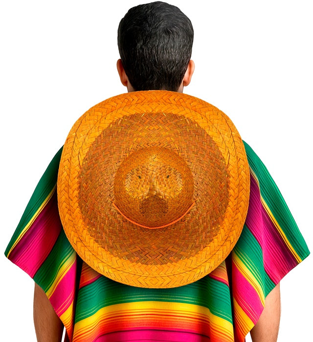 Orangefarbener Sombrero mit 48 cm Durchmesser als Kostümzubehör