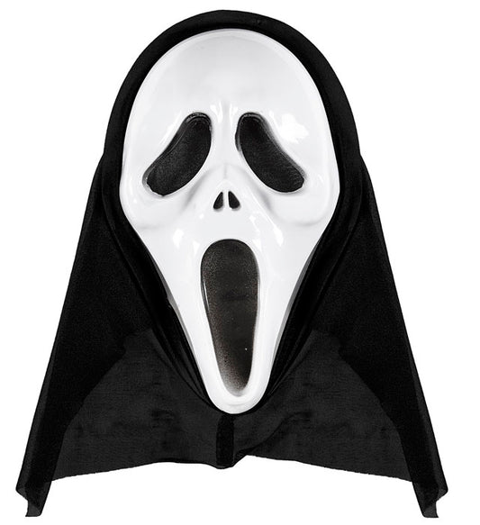 Screaming Ghost Maske mit Kapuze in gruseligem Design für Halloween und Fasnacht