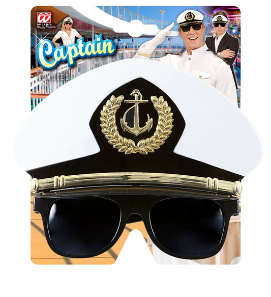 Kapitän-Brille mit maritimem Design für Fasnacht und Karneval
