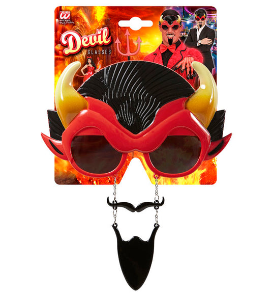 Teufelsbrille mit Schnauz- und Kinnbart für Fasnacht und Halloween