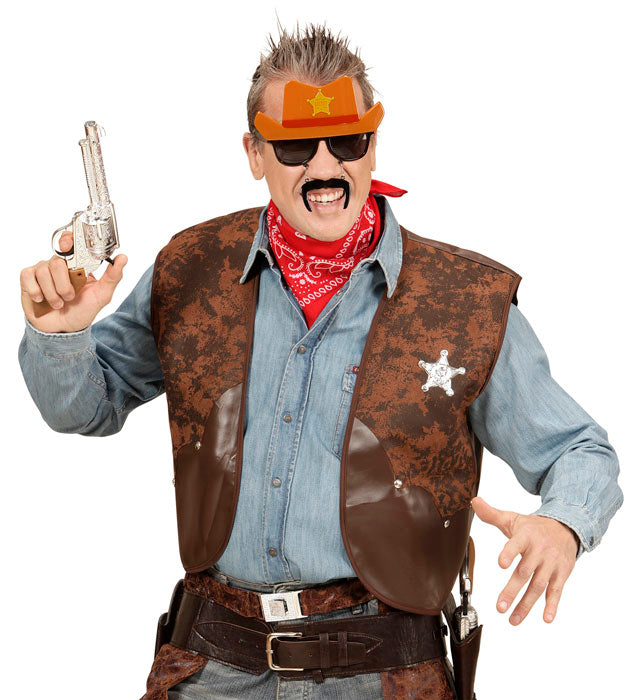 Cowboy Brille mit schwarzem Schnauzbart als Fasnacht Kostümzubehör