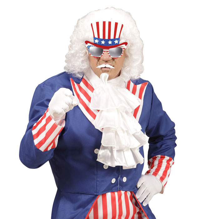Uncle Sam Brille mit Schnauz- und Kinnbart als Fasnacht Kostümzubehör