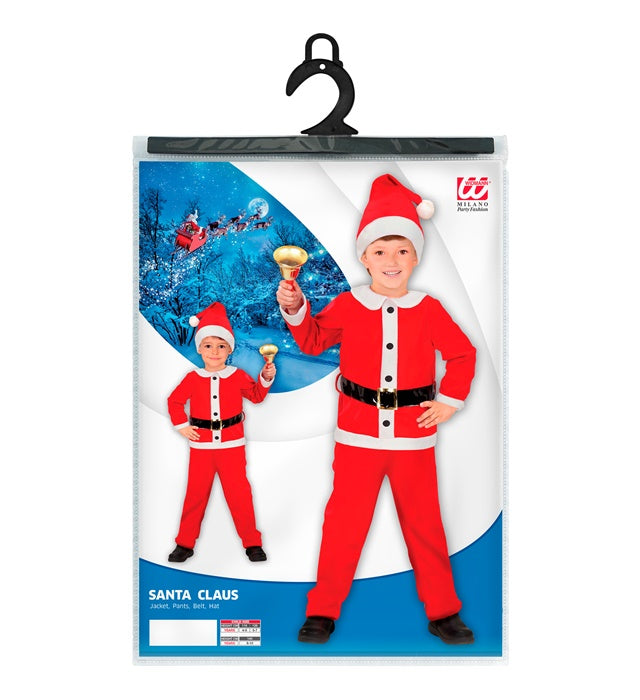 Weihnachtsmann Kostüm aus rotem Flanell mit Kasack, Hose, Gürtel und Hut