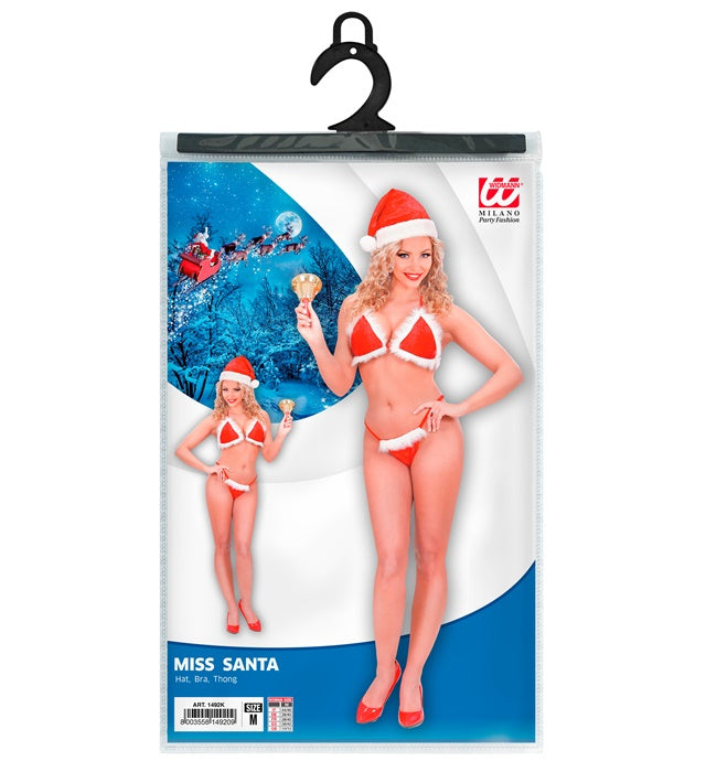 Weihnachts-Bikini aus rotem Samt und Plüsch mit Mütze, BH und Tanga