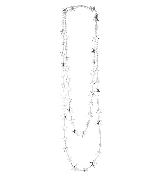 Metallic-Silber Sternenkette mit Sternenmotiv in 210 cm Länge