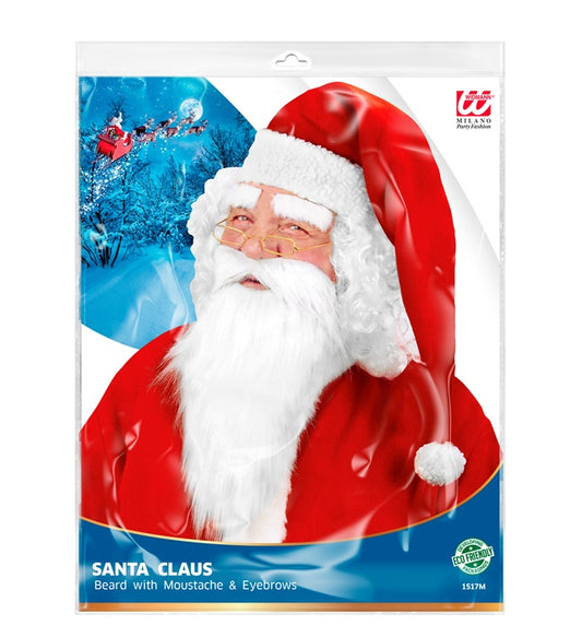 Weihnachtsmann Bart mit Schnurrbart und Augenbrauen als Kostümzubehör